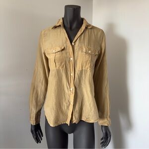 Lauren Ralph Lauren Light Brown Cotton Silk Button-Down Shirt – Size M